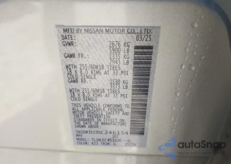 2025 Nissan Pathfinder Sl 4Wd из США, поврежденный, VIN 5N1DR3CC0SC246154